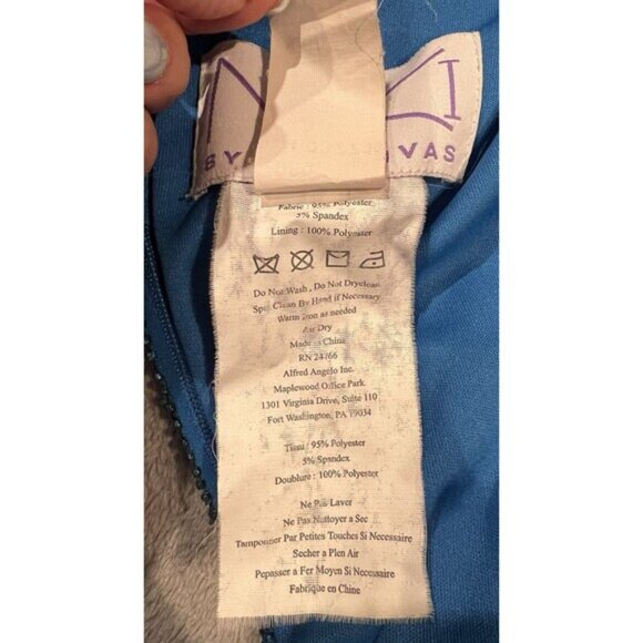 Vintage Niki Livas Women Formal Gown Size 12 Maxi Open Blue Evening Dress - Picture 12 of 13